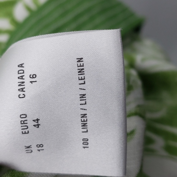 Windsmoor floral leaves green white sleeveless dress 100%lines size 16 - Picture 12 of 12